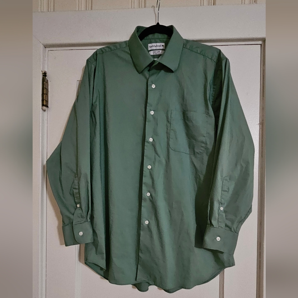 Men's Saddlebred Easy Care Stretch Long Sleeve Button Up Size L 16-16 1/2 32/33